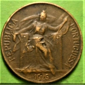 Rara, PORTUGAL, 1 Escudo, 1926, MBC-, Al-Cu - Imagen 1 de 2