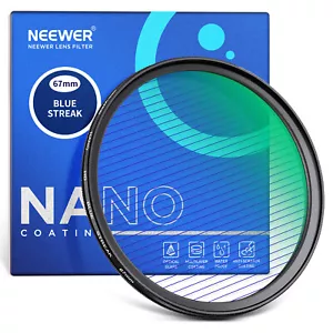 NEEWER 67mm Blue Streak HD Optical Glass 360° Rotatable Anamorphic Flare Filter - Picture 1 of 8