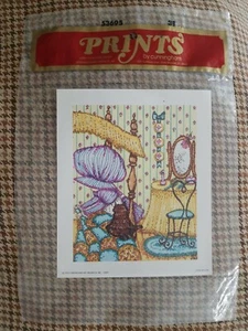 Vtg 1973 Print by Cunningham Art Products bonnet Decoupage Frame or Crafts NOS - Picture 1 of 10