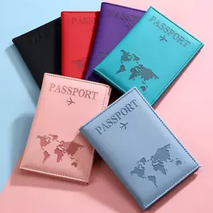Funda para pasaporte de viaje de cuero PU para identificación de tarjeta de crédito porta documentos estuche Reino Unido - Imagen 1 de 7