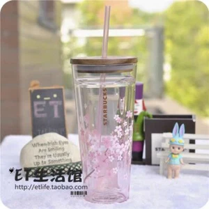 2024 Starbucks Spring Pink Sakura Double Glass Straw Mug with Sakura Stopper - Picture 1 of 12