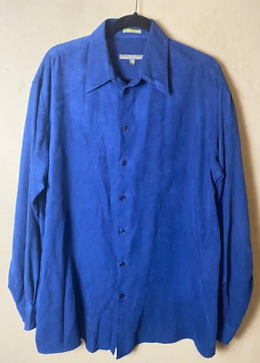 Camisa de vestir Kenneth Cole Reaction azul de terciopelo de poliéster manga larga para hombre talla L Foto 1 de 4