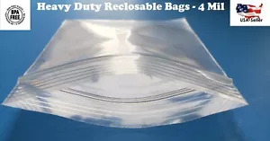 Heavy Duty 4Mil Clear Reclosable Zip Seal Bag Plastic 4 Mil Lock Top Baggies - Picture 1 of 9