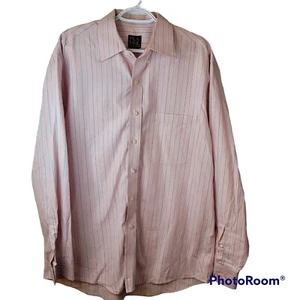 Camisa grande con botones JOS A BANK Travelers Collection rosa azul a rayas para hombre - Imagen 1 de 10