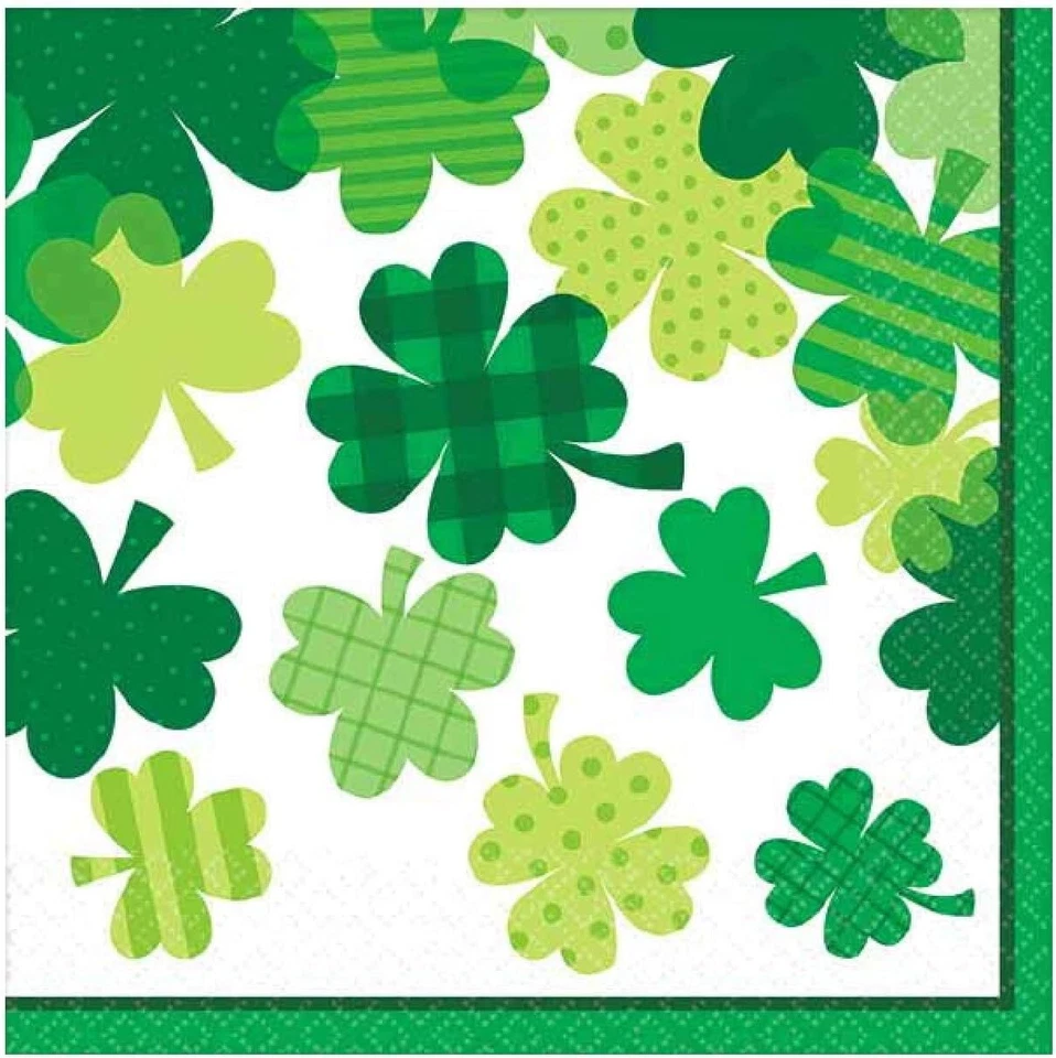 Blooming Shamrocks St. Patrick's Day Holiday Party 36 ct. Paper Beverage Napkins - Image 1 of 1