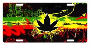 RASTA Flag Custom License Plate Rastafarian Emblem Mix Version - Picture 1 of 1