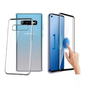Coque Transparent , Film Verre Trempé Noir Pour Samsung Galaxy S10E,S10,S10 PLUS - Photo 1 sur 7