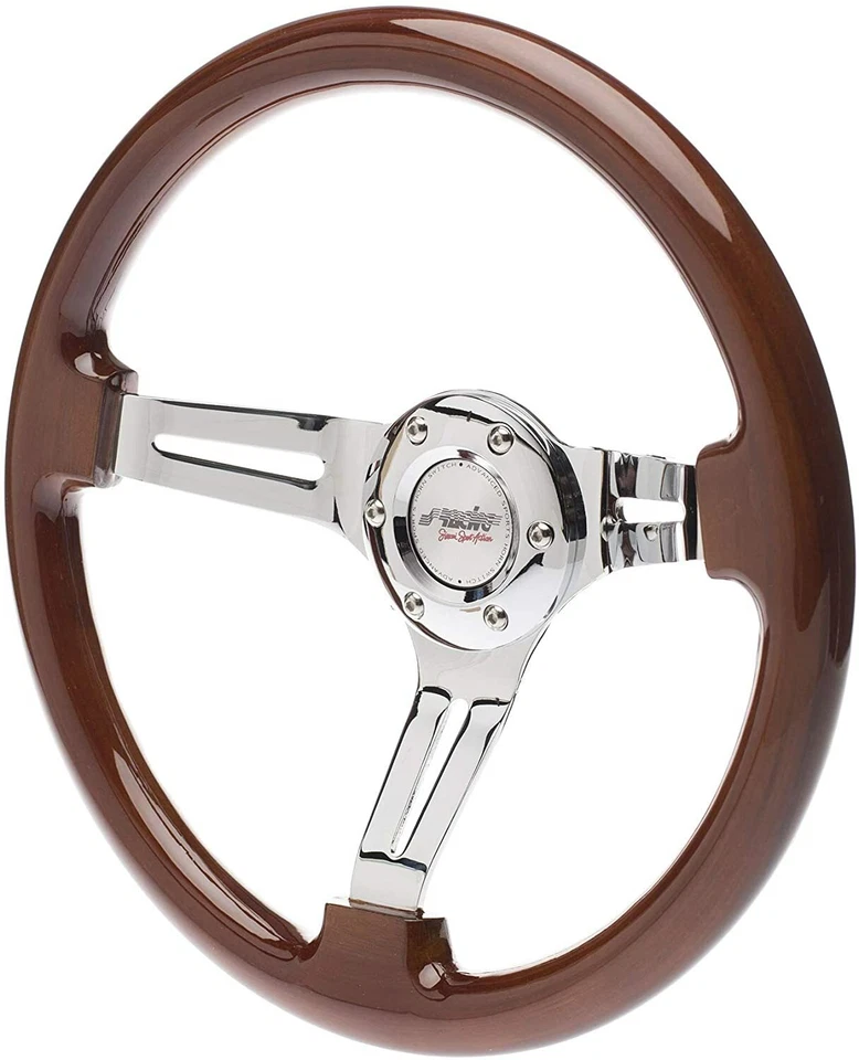 Volante Auto Didier Vero legno Razza cromata 350ømm Calice 60mm Simoni Racing