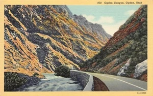 Postal UT: Ogden Canyon por River, Ogden, Utah, lino vintage, sin publicar - Imagen 1 de 2