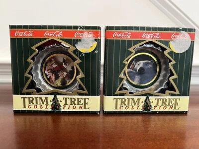 VINTAGE COCA-COLA SANTA POLAR BEAR BOTTLE CAP CHRISTMAS ORNAMENTS NEW - Image 1 of 4