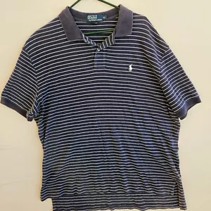 Ralph Lauren Polo Shirt Extra Large Blue Stripe White Pony - Picture 1 of 6