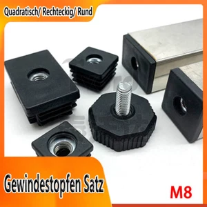 Gewindestopfen Für Rohr, Mit Gewinde Stellfuß Fußstopfen Rechteck/Rund Stopfen - Bild 1 von 31