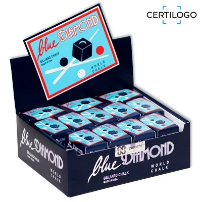 Longoni BLUE DIAMOND Billiard Chalk Brand New 50 chalks 1 case-AUTHORIZED DEALER