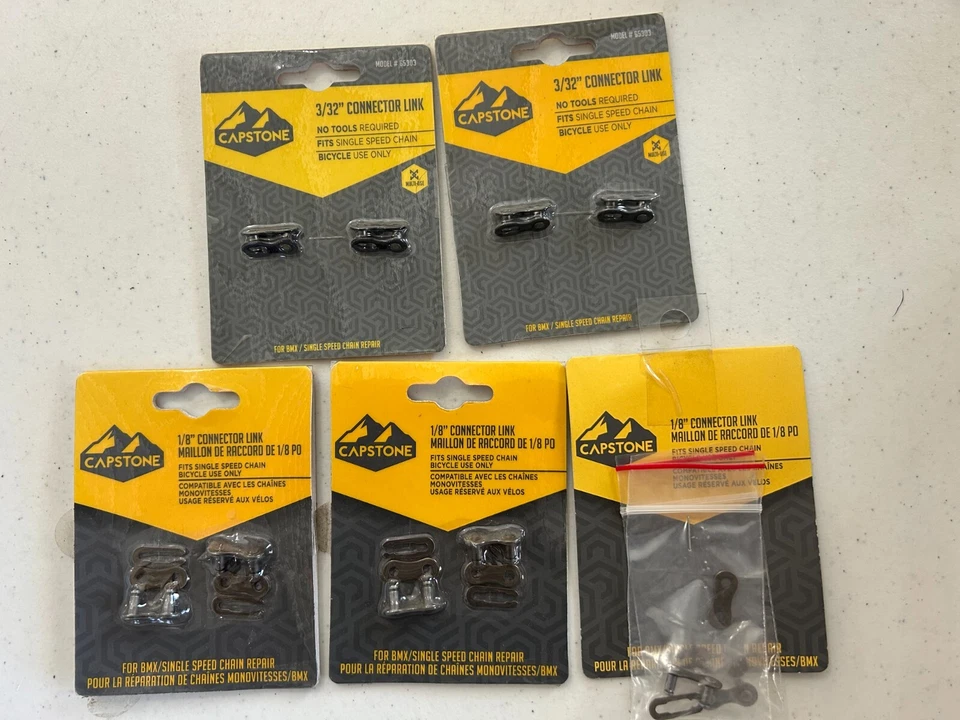 Paquete de 5 conectores de eslabones maestros de cadena de bicicleta Capstone Kent 3/32" 1/8" 65303 Foto 1 de 4