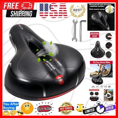 Cojín de asiento de bicicleta ancho cómodo con doble absorción de impactos - rojo impermeable Foto 1 de 4