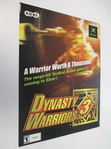 Dynasty Warriors 3 Microsoft Xbox 2002 Vintage Poster Ad Sheet Print E3 Promo - Picture 1 of 2