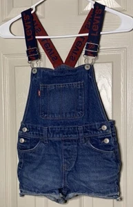 Levis Shortall Bib Shorts Boyfriend Youth Girl Overall 6X Reg 6-7 Years - Picture 1 of 3
