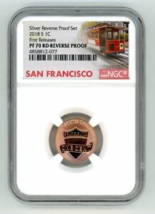 2018 S LINCOLN CENT 1C REVERSE PROOF NGC PF 70 RD FIRST RELEASES TROLLEY O12