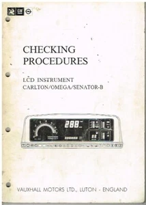 VAUXHALL OPEL CARTON OMEGA SENATOR '87 LCD INSTRUMENT PANEL FAULT DIAGNOSIS BOOK - Picture 1 of 1