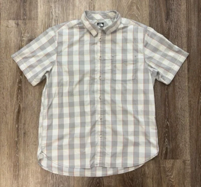 Camisa a Cuadros North Face Hombres Talla L Grande Manga Corta Abotonada Gris Rojo Amarillo Foto 1 de 4