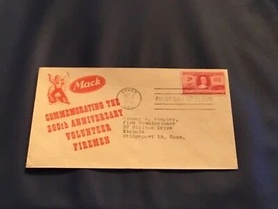 FDC #971 1948 1st MACK TRUCK 300th Anniversary VOLUNTEER FIREMEN 3 Cent Stamp  - Image 1 of 2