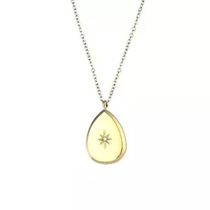 AVERY Pave Tear Drop Zirconia Pendant 18K Gold Plated Stainless Steel Necklace - Picture 1 of 6