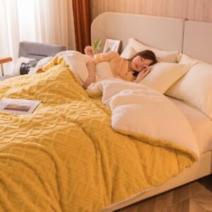 Winter Thickened Warm Coral Fleece Blanket for Bed Sofa Super Soft Quilt Cover
