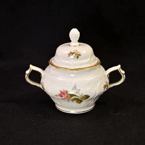 Rosenthal Sugar w/Lid Classic Moss Rose Red w/Gold 1979-1990 Capacity 8 Ounces - Picture 1 of 16