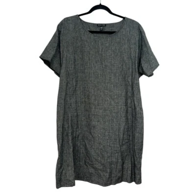 Eileen Fisher Round Neck Hemp Org Cotton Dress XS Black Pre-Loved - Image 1 of 4