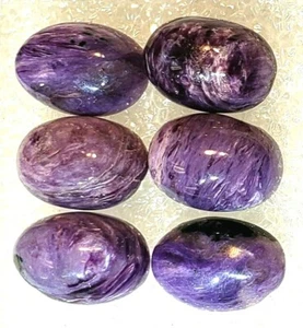 Mix lot. Russian purple charoite oval cabochon size 8 x 12 mm lot of 6 Wt 25 cat - Picture 1 of 4
