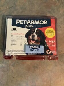 PetArmour Plus For Dogs Size: X-Large (89-132 Lbs) 3 Applications, #5689
