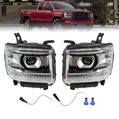 For 2014-2018 GMC Sierra 1500 2500HD 3500HD LED DRL Projector Headlights LF+RH Foto 1 de 4