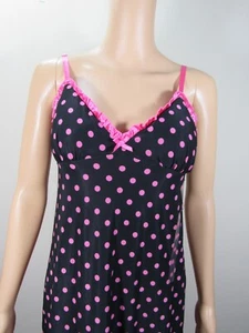 Jenni Intimates sleepwear Size S Pink and Black Polkadot Pink Ruffle Trim - Picture 1 of 8