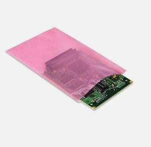 100er-Pack flache antistatische Taschen 9"" x 12"" 2 Mil große rosa Polybeutel offenes Ende - Bild 1 von 8