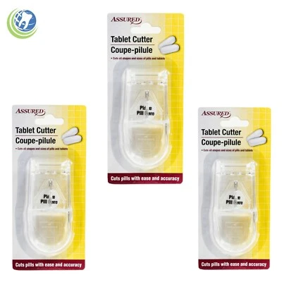 3X Tableta Asegurada Píldora Vitamina Cortador Divisor Trituradora Tienda Caja Cortes todos los tamaños Foto 1 de 4