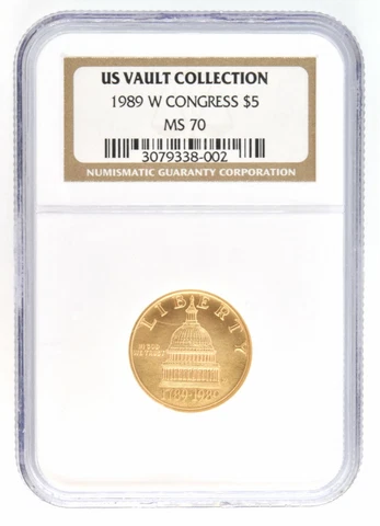 1989 W Congress Commemorative $5 Gold US Vault Collection NGC MS 70 West Point Cover