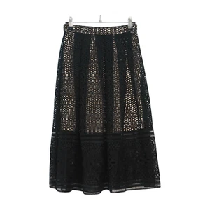 ~SS~ Size 6 FOREVER NEW Lace Midi Skirt - Black / Nude - Picture 1 of 10