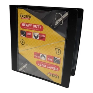 Carpeta Exceed Heavy Duty 2” con bolsillo frontal de un toque/ventana lateral negra nueva - Imagen 1 de 8