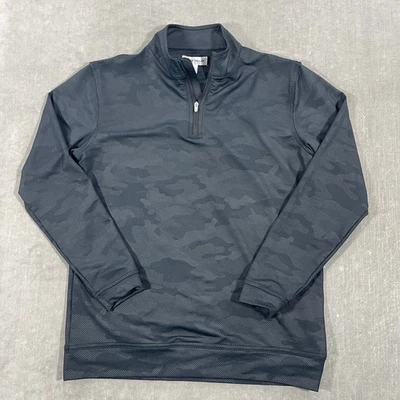 Pulôver feminino Peter Millar grande cinza estampa camuflada atlética quarto 1/4 zíper - Imagem 1 de 4