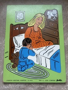 Vintage RARE JUDY Wooden Puzzle 1981 “Bedtime Prayers” 21 Pieces J068004 - Picture 1 of 5
