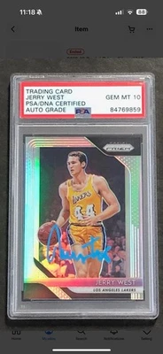 Jerry West 2018 Panini PSA/DNA autografado grau 10 cartão em perfeito estado - Imagem 1 de 2
