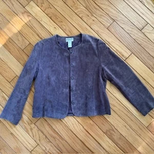  PENDLETON Purple Suede Coat Button Front Large Long Sleeve Lined - Picture 1 of 7