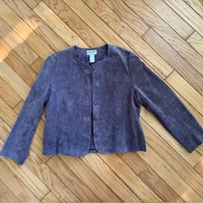  PENDLETON Purple Suede Coat Button Front Large Long Sleeve Lined - Image 1 of 4