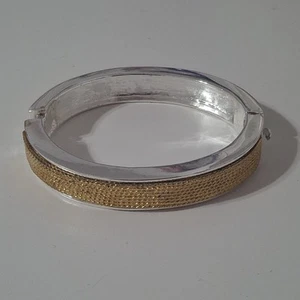 Napier Armreif silberfarben grob goldfarben Metall Clamper aufklappbar - Bild 1 von 4