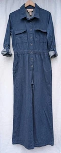 Antthony Originals Women's Denim Coveralls Jumpsuit Sz 12 Wide Leg High Utility - Picture 1 of 5