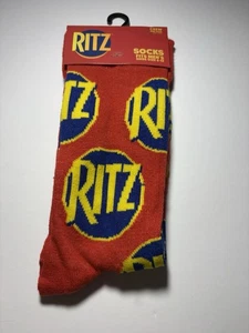 Ritz Red Socks with Logo Novelty Unisex Odd Socks - Food Size 6-12 Men Women - Picture 1 of 2