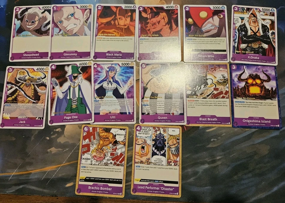 2023 One Piece ST04 Animal Kingdom Pirate Super Pre-Release Common Set (No SR/L) - Image 1 of 1