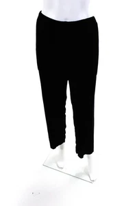 Olivia Womens Velvet Crop Elastic Waist Straight Relaxed Fit Pants Black Size L - Picture 1 of 5