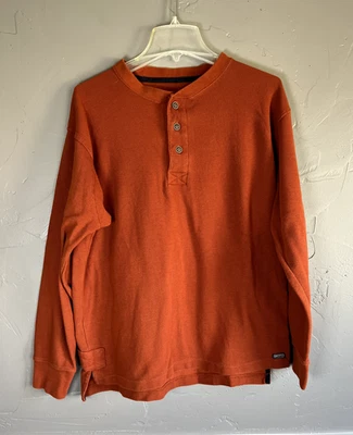 Camisa Smith's Waffle Henley Para Hombre Talla L Naranja Quemado Manga Larga Foto 1 de 4