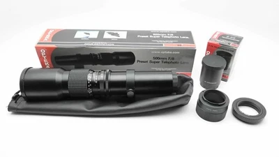 Opteka 500mm f/8 Preset Super Telephoto Lens & 2X Converter EOS Sony E (#19542) - Image 1 of 4